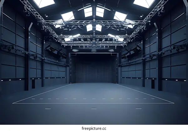 Empty Stage with Lighting Rig and Grid