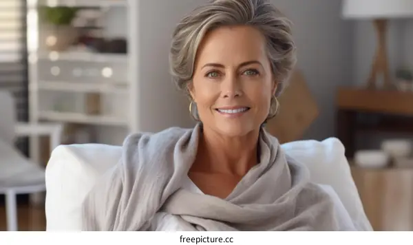 Portrait of a smiling mature woman with gray hair