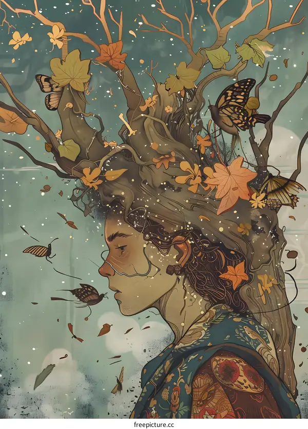 Woman With Tree Branches Growing From Her Head