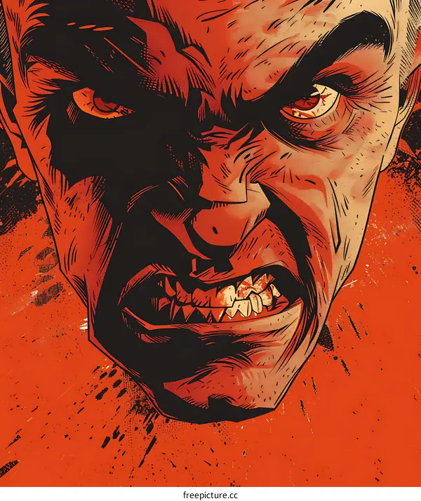 Illustration of a man with a red background