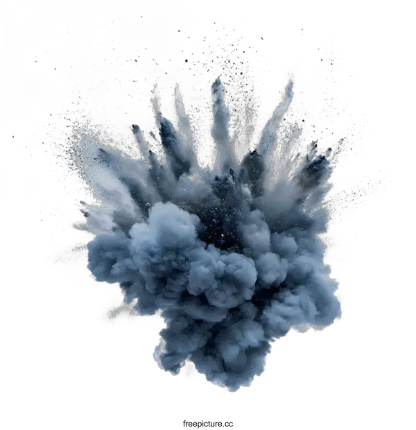 [Transparent Background PNG]Blue and White Powder Explosion Isolated on transparent background