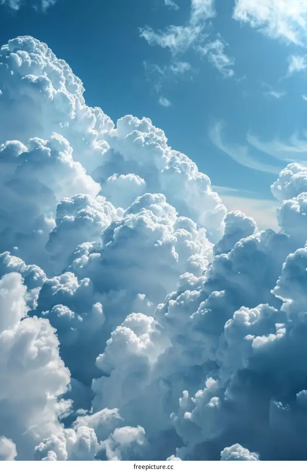 Spectacular Cloud Formations with Billowing White Clouds and Azure Sky