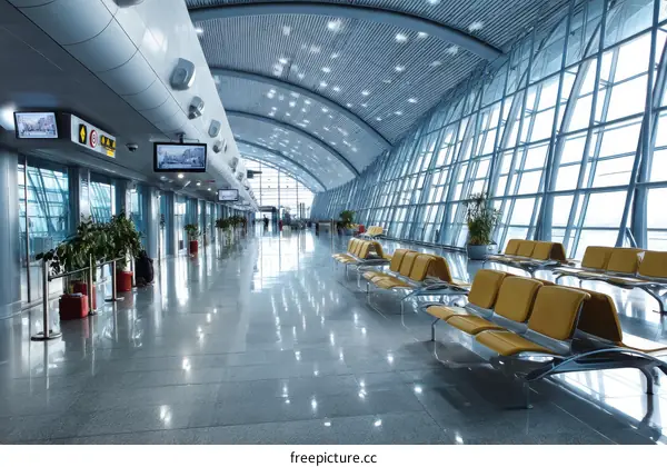 Modern Airport Waiting Area with Ample Seating