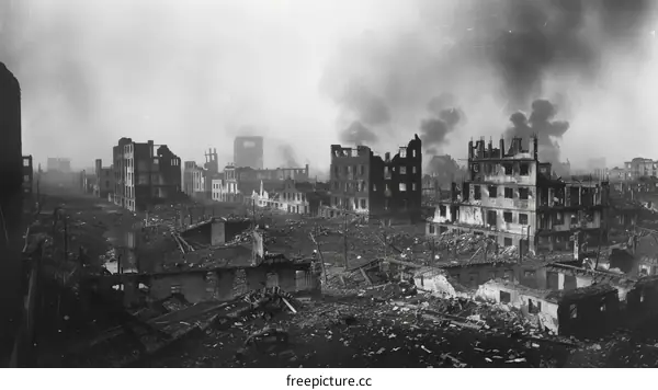 Ruins of Warsaw after the Warsaw Uprising in World War II
