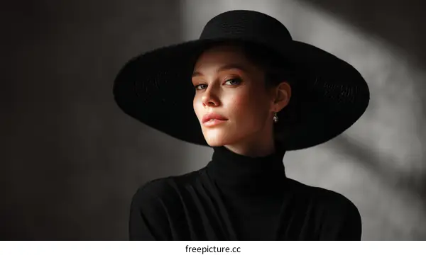 Elegant Woman in a Wide-Brime Hat