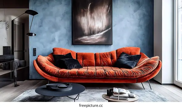 Modern Living Room with Bold Color Accents