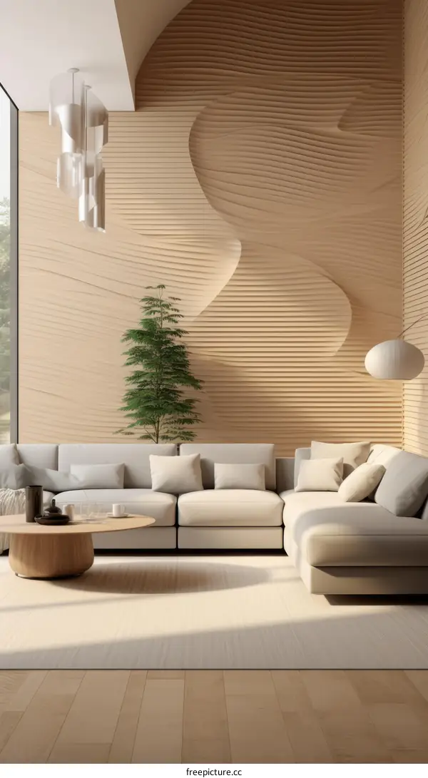 3D visualization of a modern living room interior design