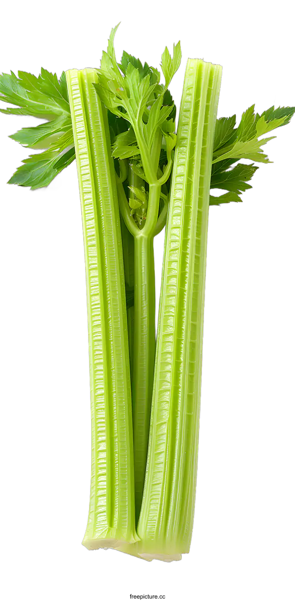 [Transparent Background PNG]Fresh Green Celery Stalks on White Background