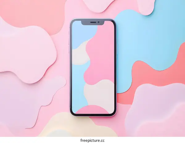 Purple Smartphone on Abstract Pink Background
