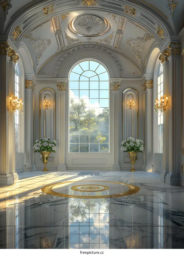 Grand Palace Interior with Large Window