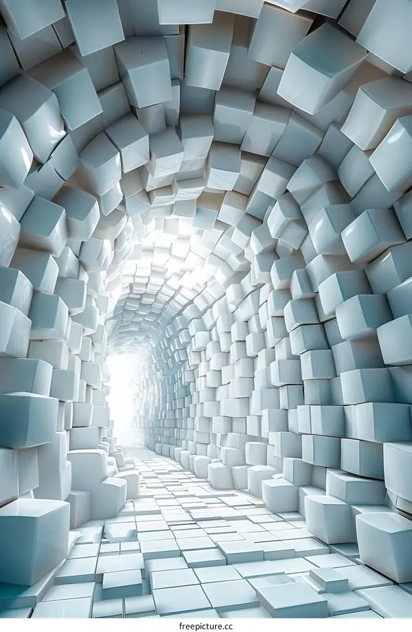 3D Abstract Architecture Cube Tunnel Corridor