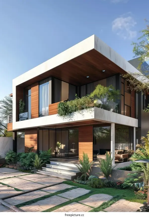 Luxurious Modern House with Outdoor Courtyard and Stylish Design