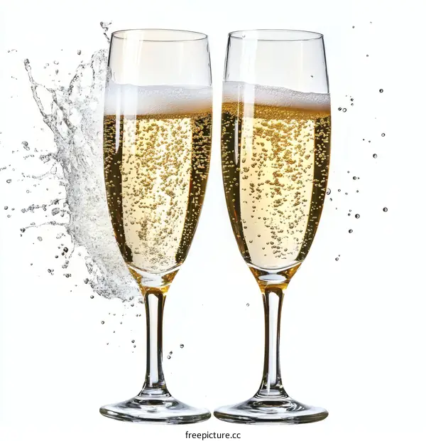 Champagne Celebration Two Glasses Sparkling