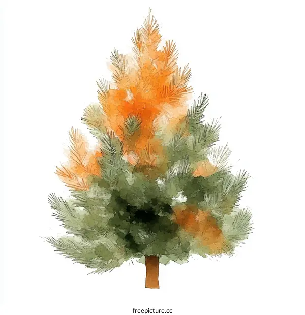 Watercolor Illustration of a Christmas Tree