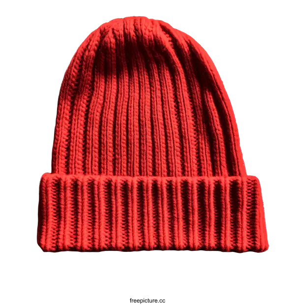 [Transparent Background PNG]Red Knitted Beanie Hat Close-Up