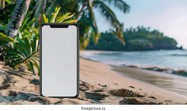 Mobile Phone on a Tropical Beach