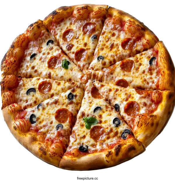 [Transparent Background PNG]Delicious Pepperoni Pizza with Olives