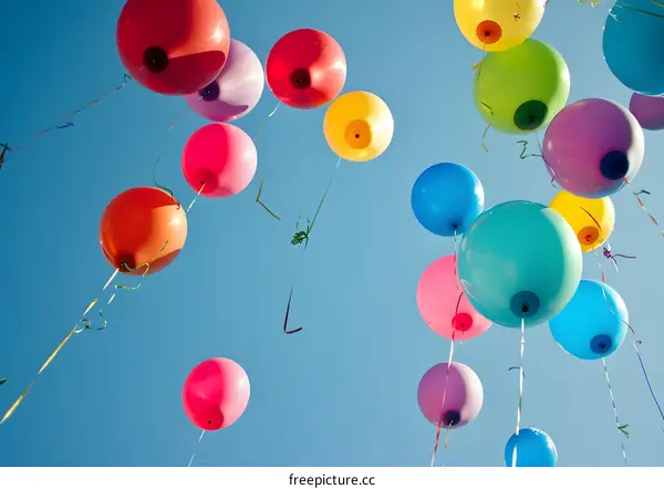 Colorful Balloons Floating In The Sky