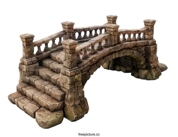 [Transparent Background PNG]Ancient Stone Bridge Isolated on Black