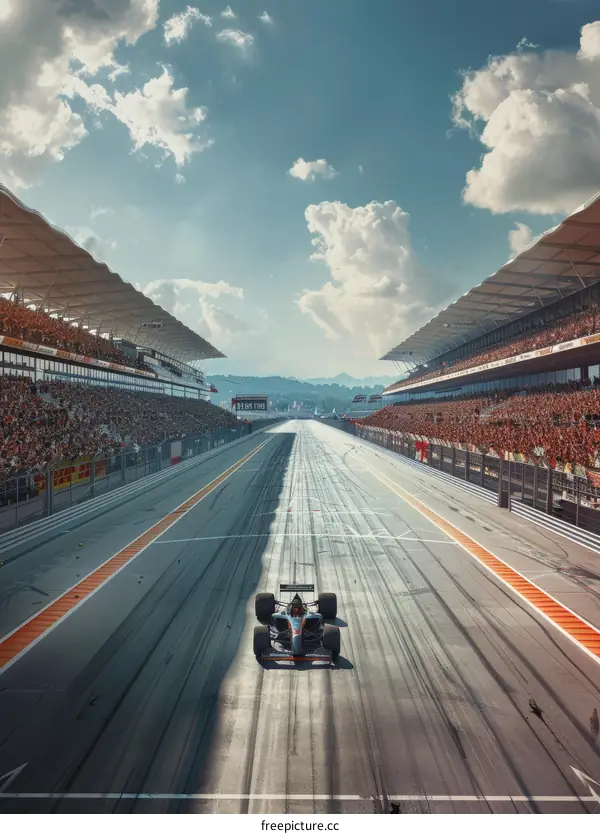 Formula One Car on Track at Grand Prix Circuit