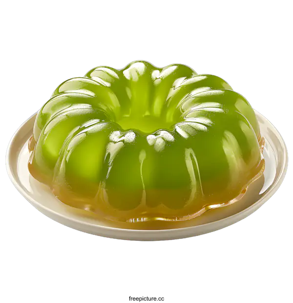 [Transparent Background PNG]Green gelatin dessert on a plate