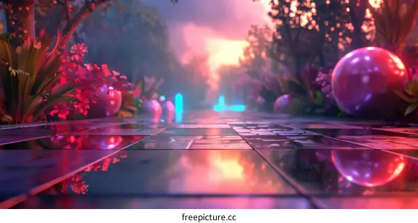 Neon Lights in a Fantasy Forest