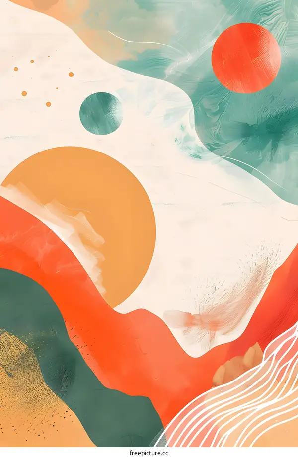 Abstract Art Illustration with Colorful Shapes and  Circles