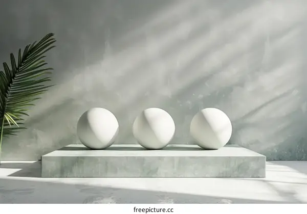 Modern Minimalist Abstract Display with Three White Balls