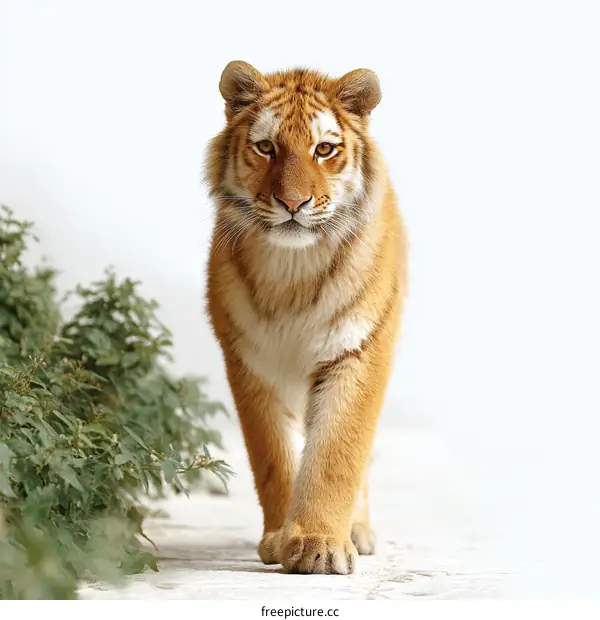 Golden Tiger Walking in the Garden