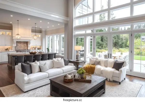 Modern Farmhouse Living Room with Large Windows