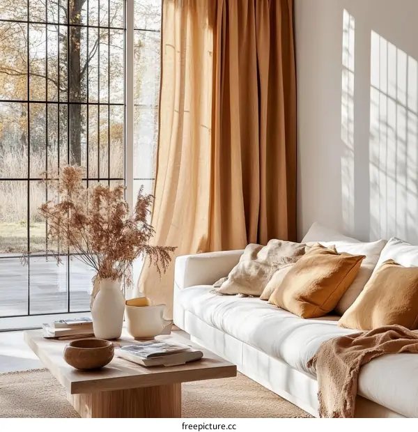 Modern Minimalist Living Room with Natural Light