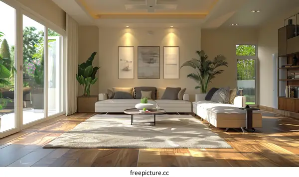 Bright and Airy Living Room with Greenery