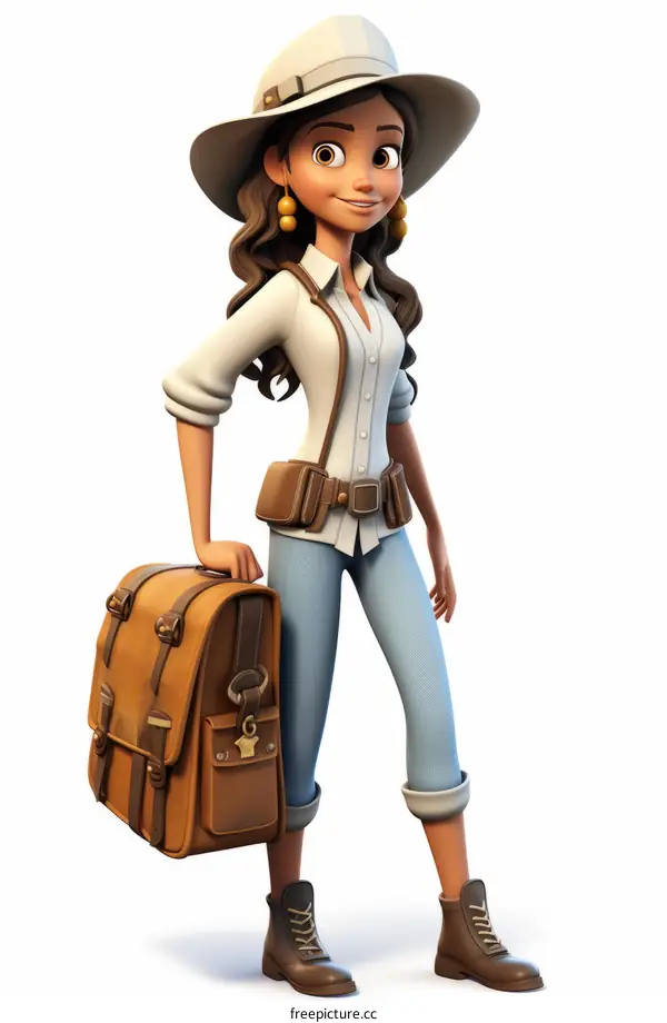 Confident Young Female Adventurer Ready to Explore the World