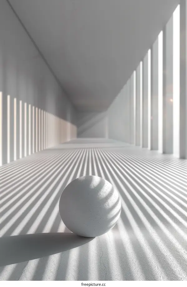 Minimalist Sphere in a Long Empty Hallway