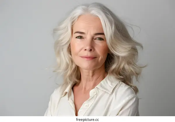 Portrait of a Beautiful Senior Woman with Gray Hair