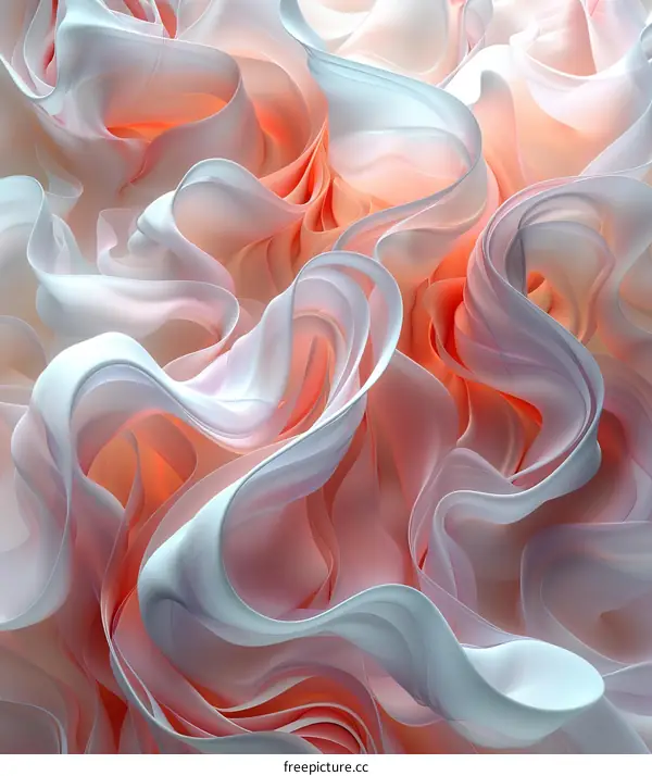 Abstract Pink and White Wavy Shapes Background