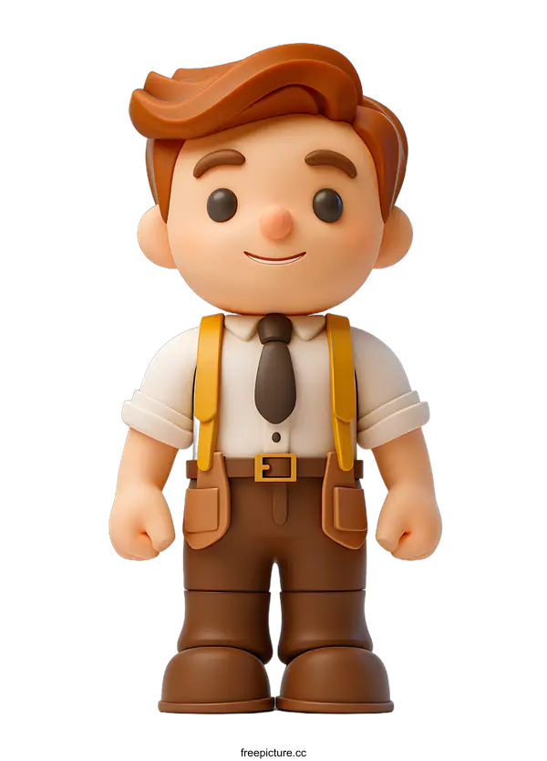 [Transparent Background PNG]Smiling Cartoon Man in Brown