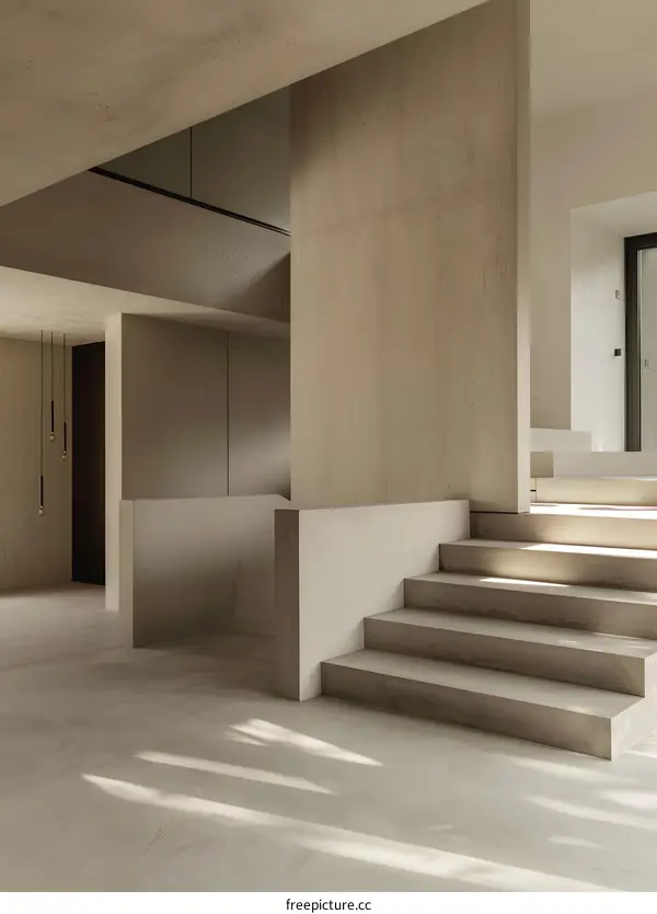 Modern Minimalist Concrete Staircase in a Contemporary Home