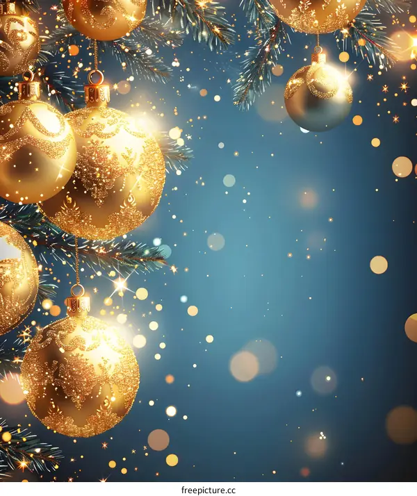 Christmas background with golden balls
