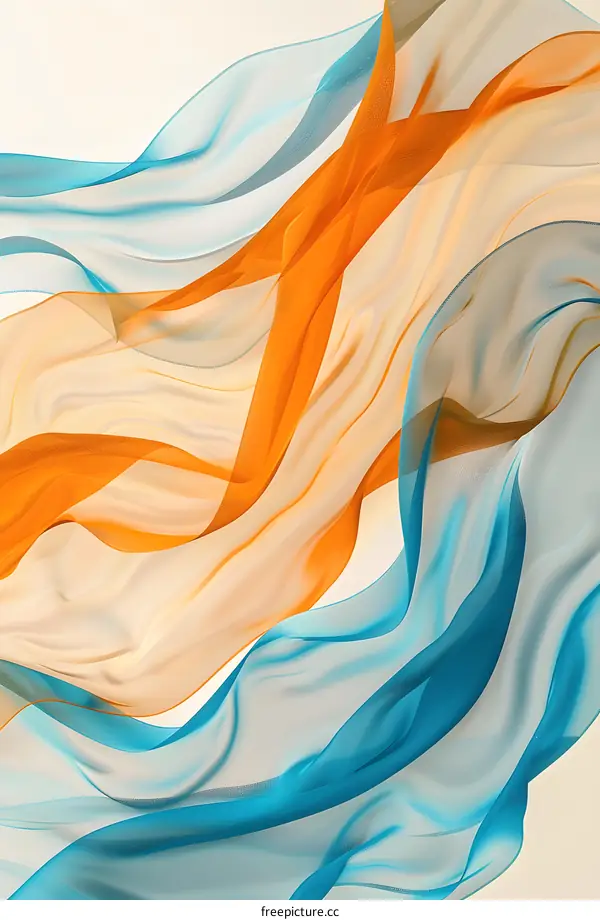 Abstract Blue and Orange Fabric Waves