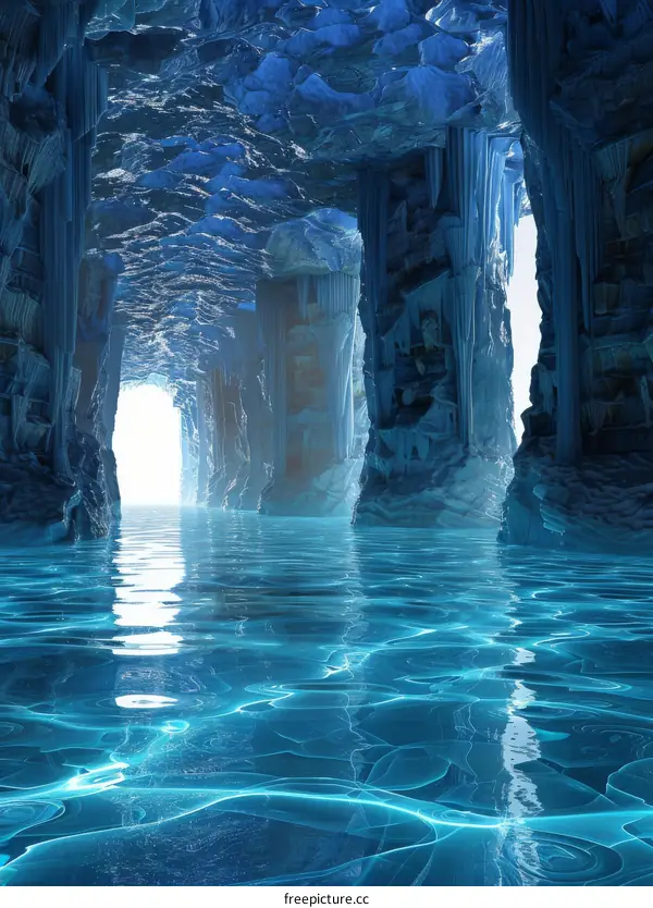 Mystical Underground Lake With Crystal Clear Water