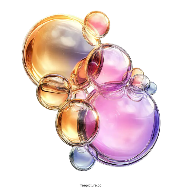 [Transparent Background PNG]Abstract Colorful Liquid Bubbles Illustration