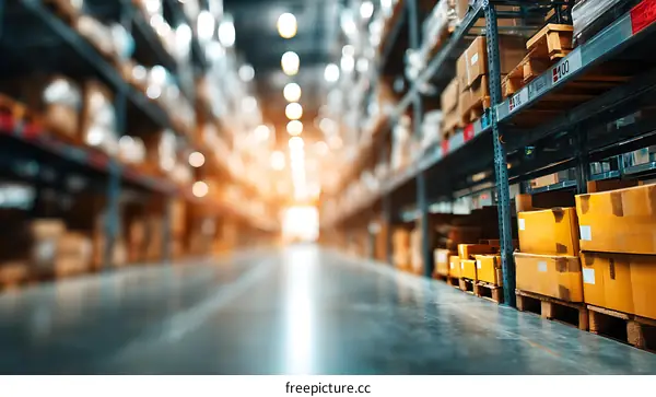Warehouse Interior with Storage Shelves