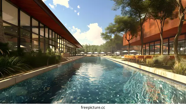 Luxury resort pool with modern architecture