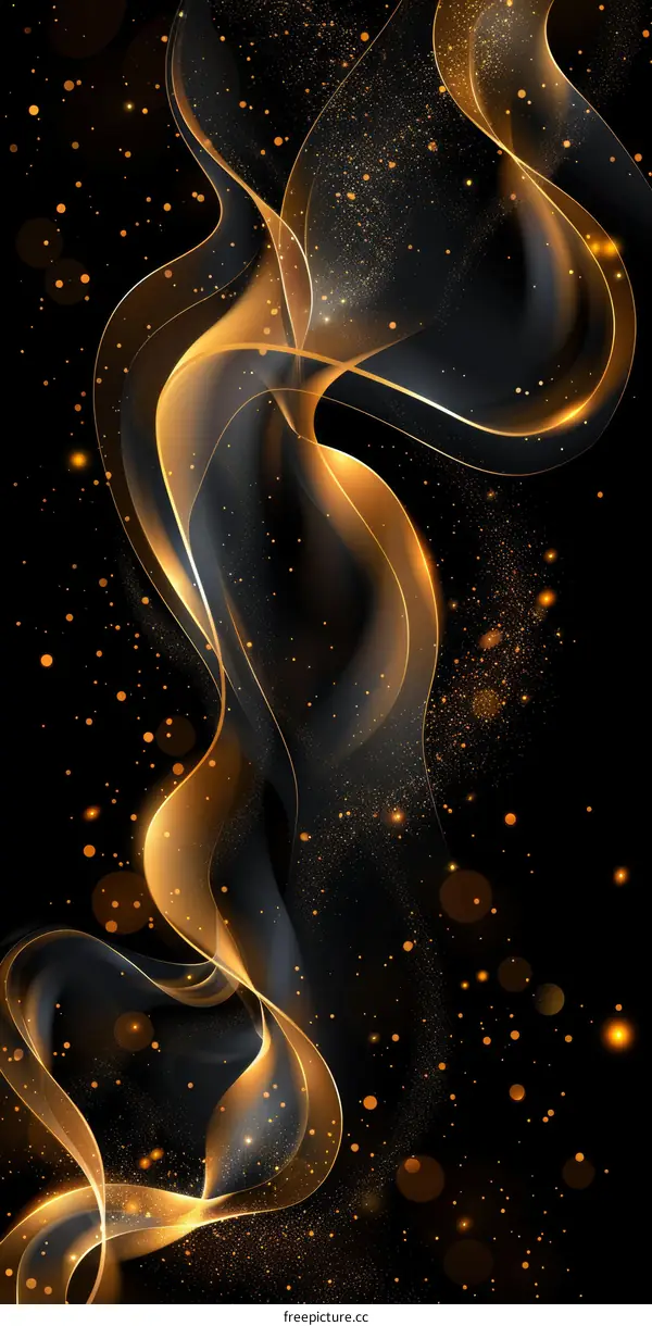 Golden Waves with Glowing Particles