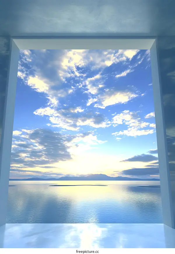 Minimalist View of the Ocean Through a Window