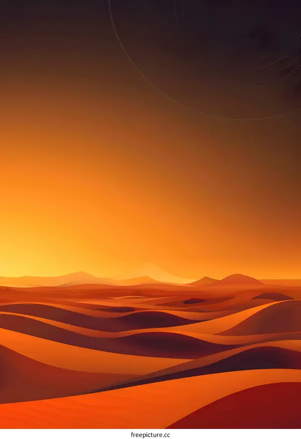 Desert Landscape with Star Trails at Sunset