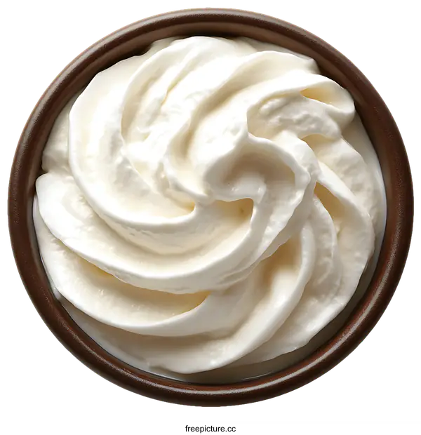 [Transparent Background PNG]Whipped Cream in a Bowl