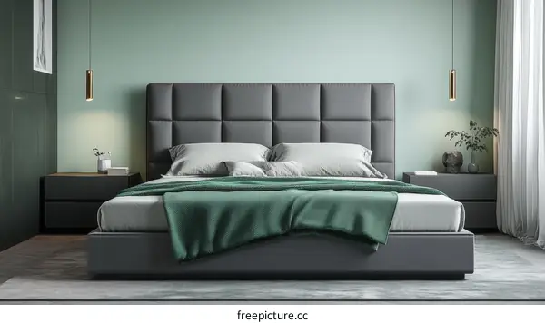 Modern Bedroom Interior Design with Gray Bed