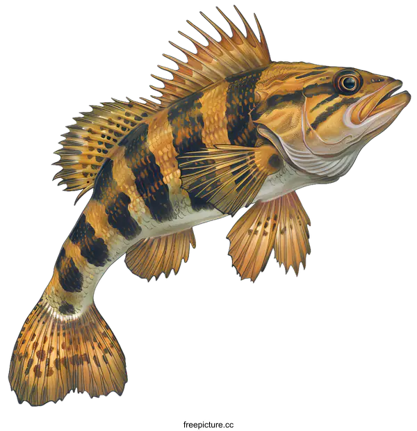 [Transparent Background PNG]Illustration of a Rockfish Swimming